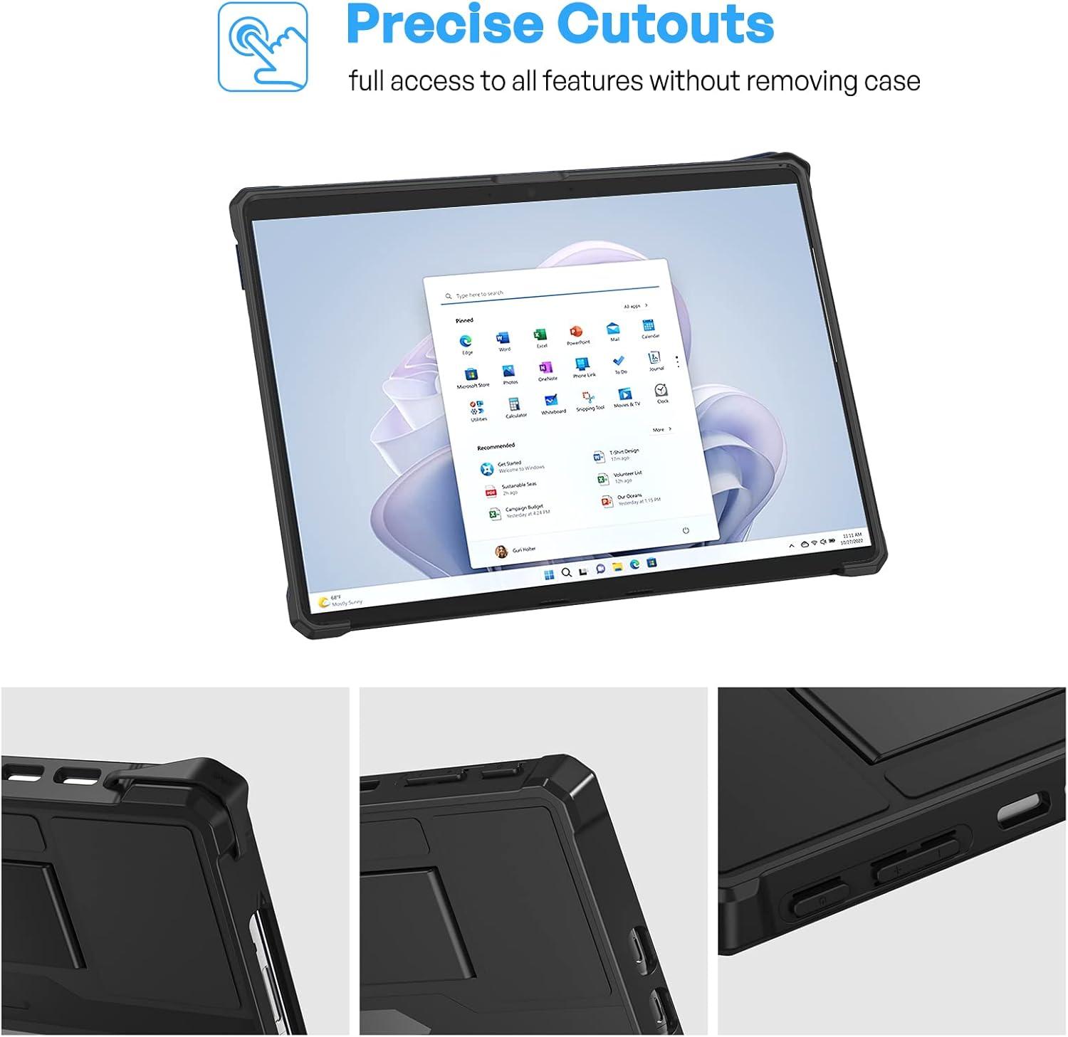 image:imageProCase for Microsoft Surface Pro 9 13 2022 Rugged Case Shockproof Protective Hard Case Cover Builtin Hand Strap Compatible with Type Cover Keyboard for 13 Inch Surface Pro 9 Black
