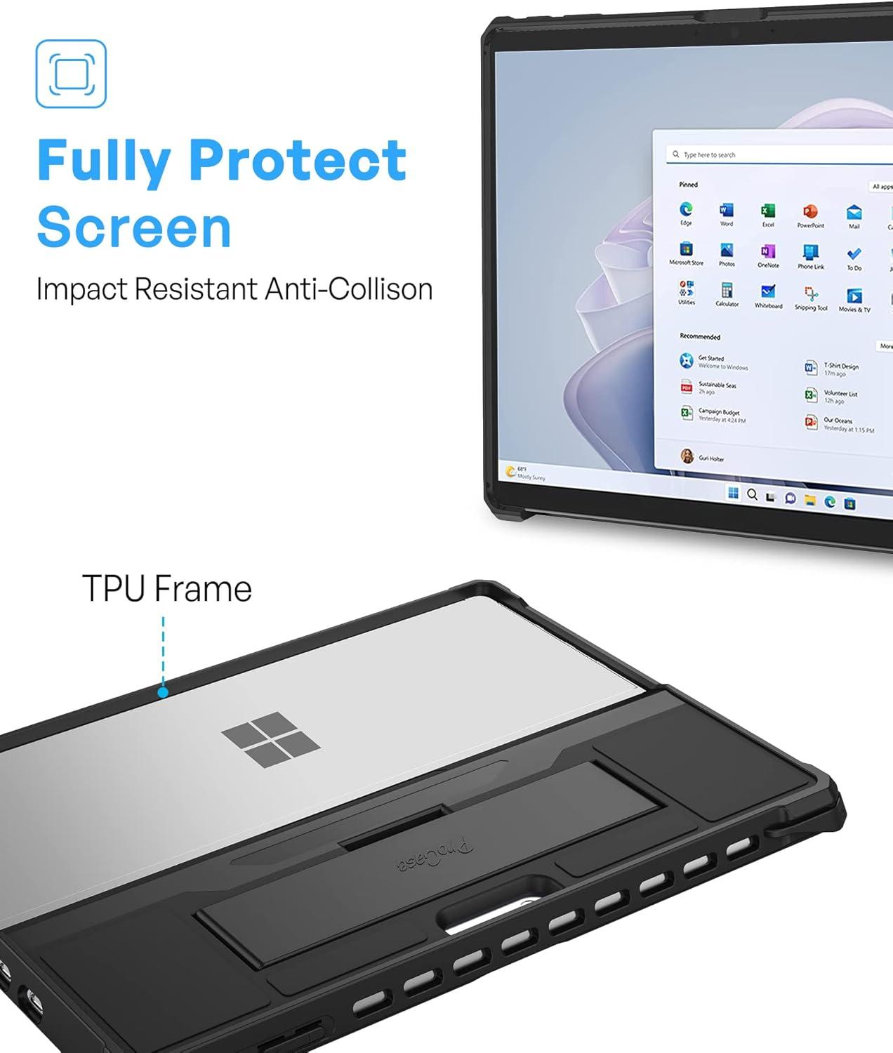 image:imageProCase for Microsoft Surface Pro 9 13 2022 Rugged Case Shockproof Protective Hard Case Cover Builtin Hand Strap Compatible with Type Cover Keyboard for 13 Inch Surface Pro 9 Black