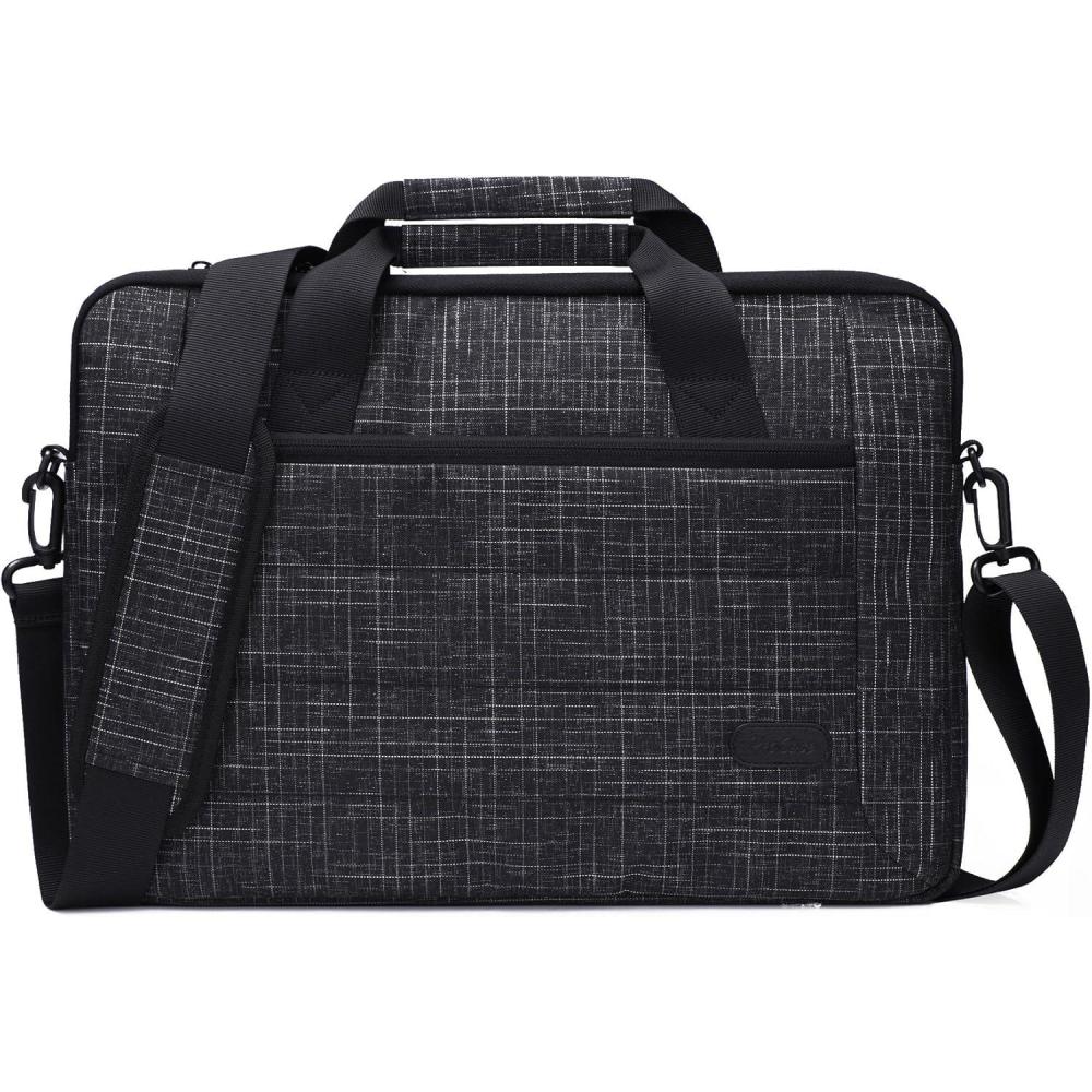 image:imageProCase 14156 Inch Briefcase Messenger Bag with Shoulder Strap and Handle for MacBook Pro 16 14 15 Inch Laptop Surface Book 3 15 Ultrabook MacBook Chromebook Acer Asus Dell HP Sony BlackBlack Plaid