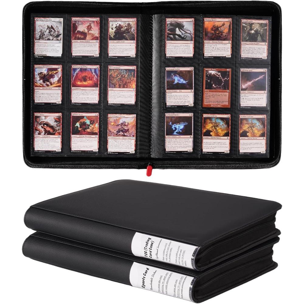 image:imageProCase 2Pack 9Pocket Trading Card Binder with SideLoading Slots 720 Pockets PU Leather Zipper Album for Sports CardsTCGCCGPKMMTGGaming Cards BlackBlackBlack