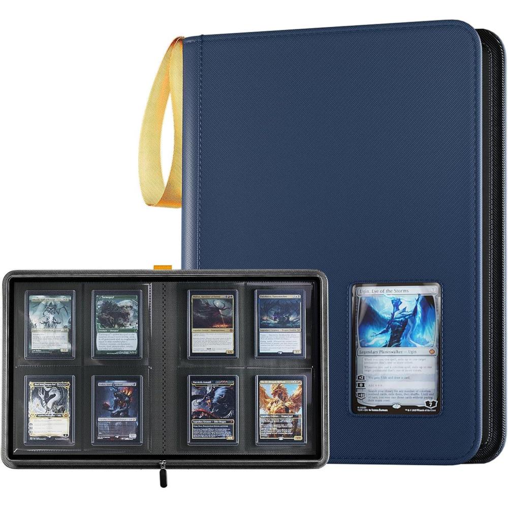 image:imageProCase 4 Pocket Top Loader Binder Holding 144 Cards in 3x4 Toploaders Side Loading Small Book Folder with Clear Window for Pokemon Trading Sports Cards Collection TCG MTG BlackNavy