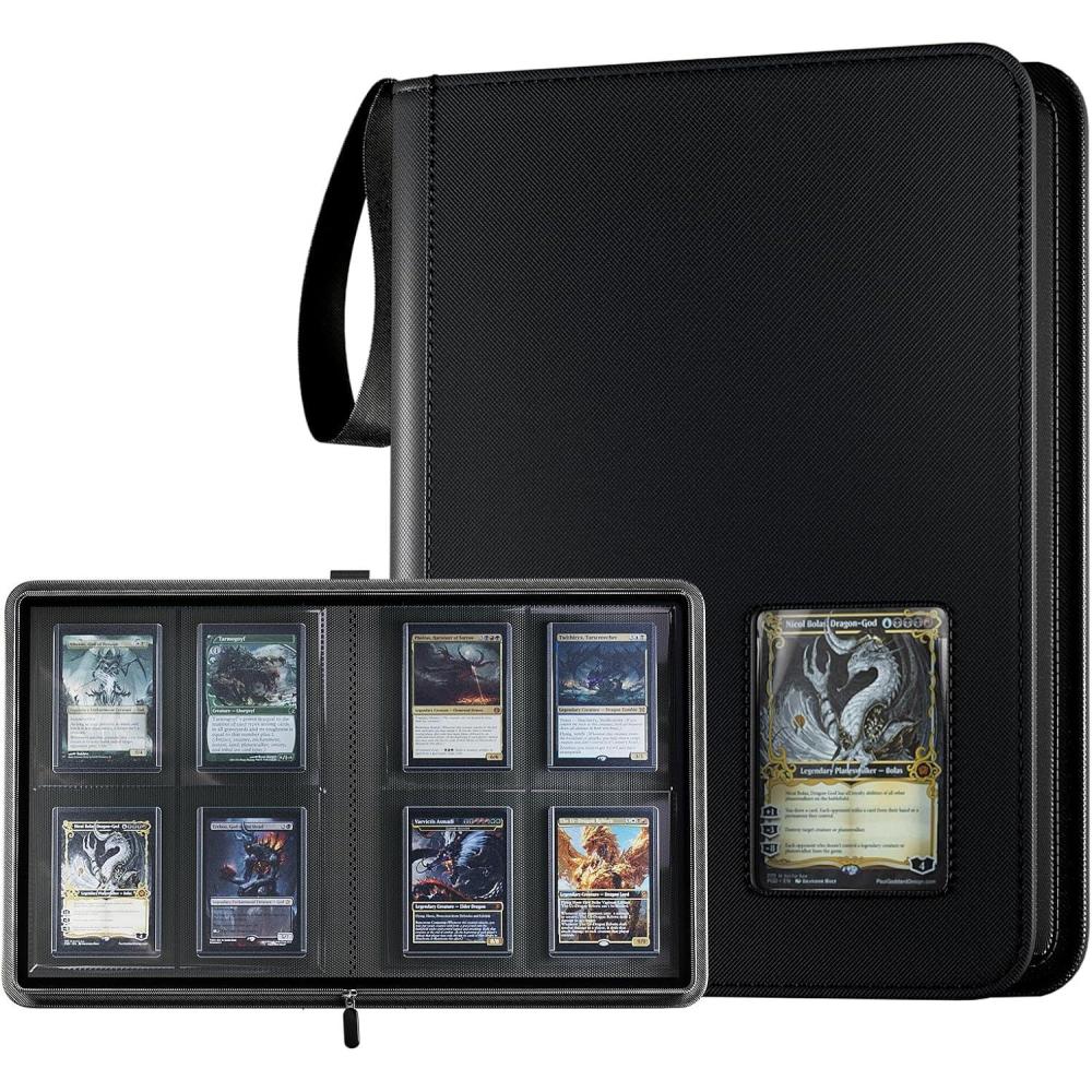 image:imageProCase 4 Pocket Top Loader Binder Holding 144 Cards in 3x4 Toploaders Side Loading Small Book Folder with Clear Window for Pokemon Trading Sports Cards Collection TCG MTG BlackBlack