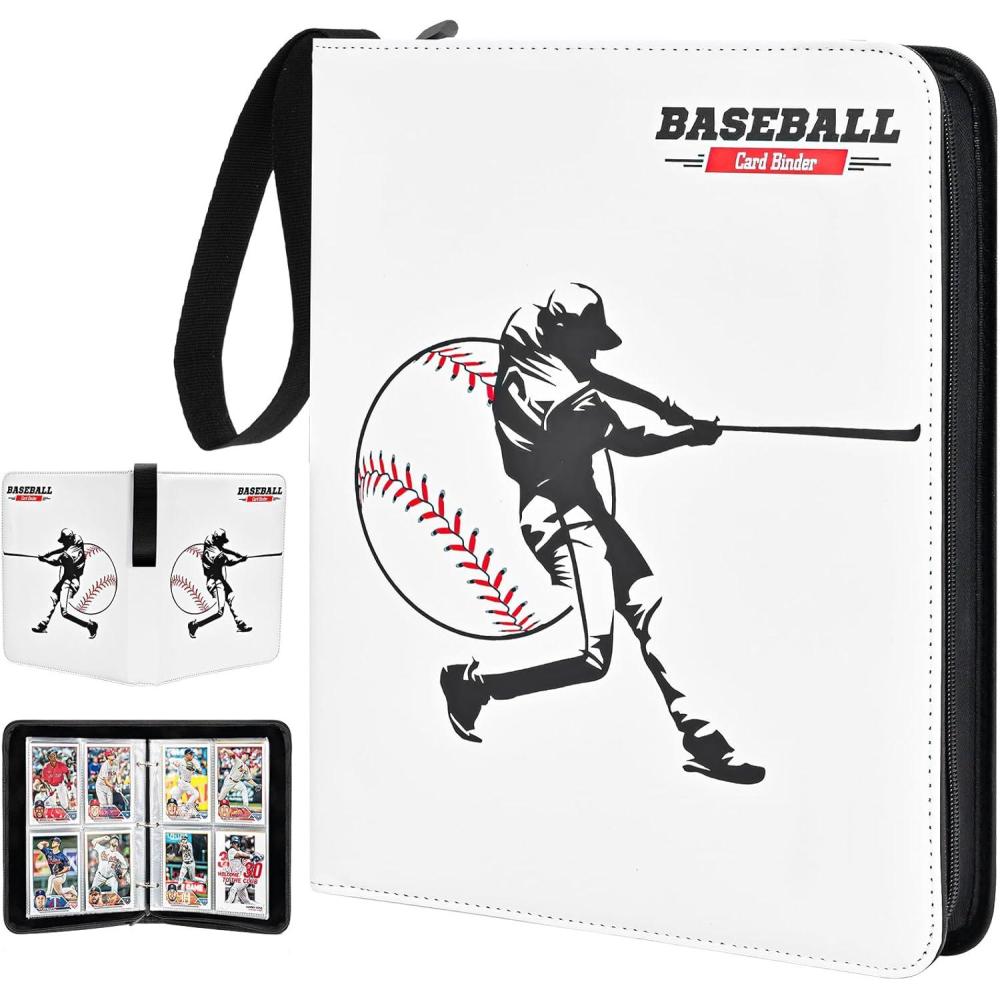 image:imageProCase 4Pocket Baseball Card Binder Fits 440 Cards Sport Trading Card Album Book with 55 Sleeves for Baseball Colletible Card Holder MediumWhite