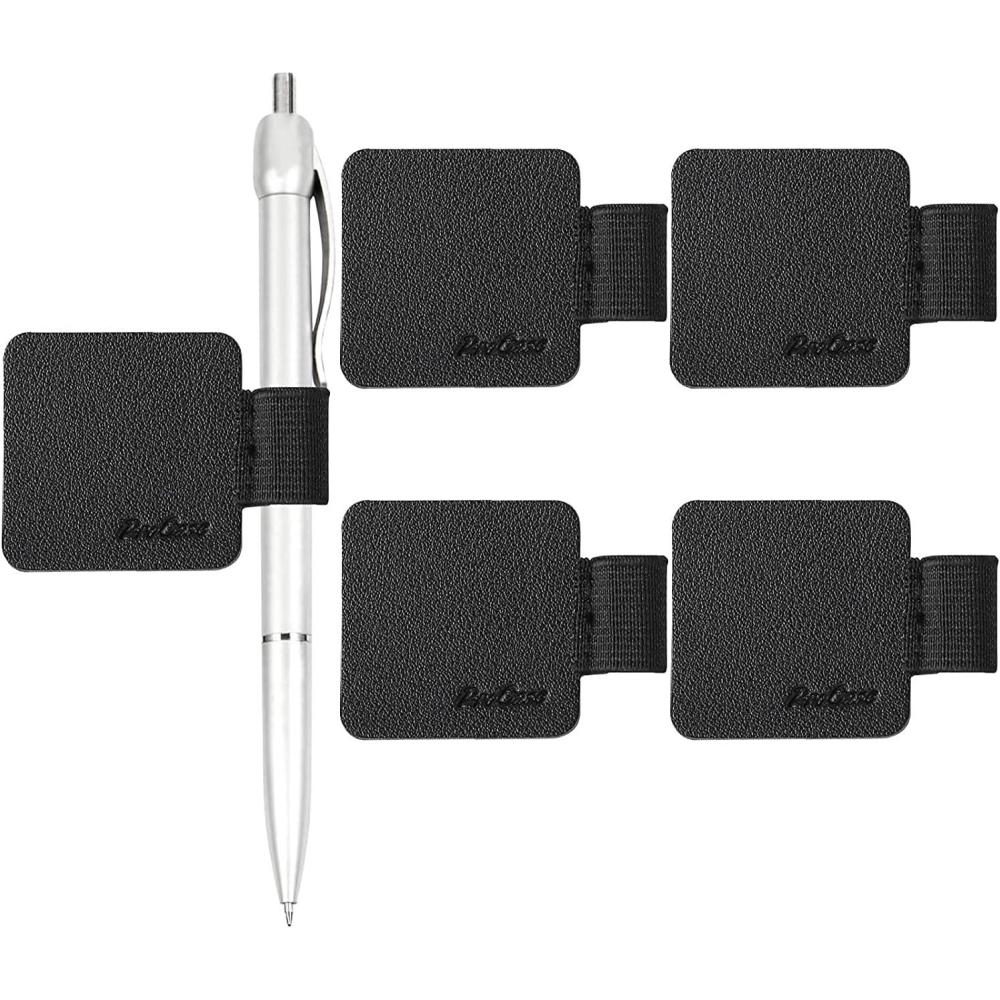 image:imageProCase 5 Pack Pen Loop Holder for Notebooks Journals Planners Tablet Case Self Adhesive Leather Pencil Holder with Elastic Loop for Pens Apple Pencil Stylus Pen BlackBlack