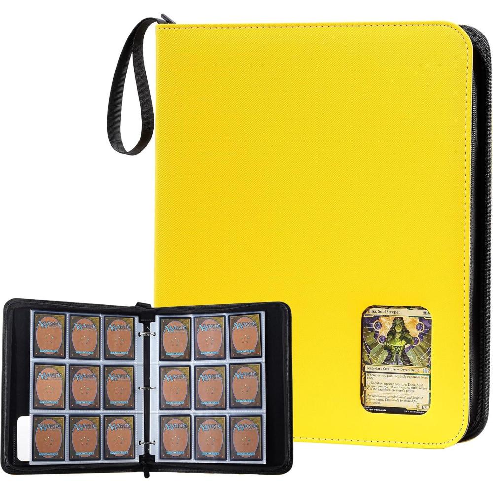 image:imageProCase 900 Pockets Card Binder with Clear Window for Trading Cards 9 Double Sided Pockets Cards Colletction Album Holder with Removable Sleeves for MTG TCG Sports Cards Football Cards BlackYellow
