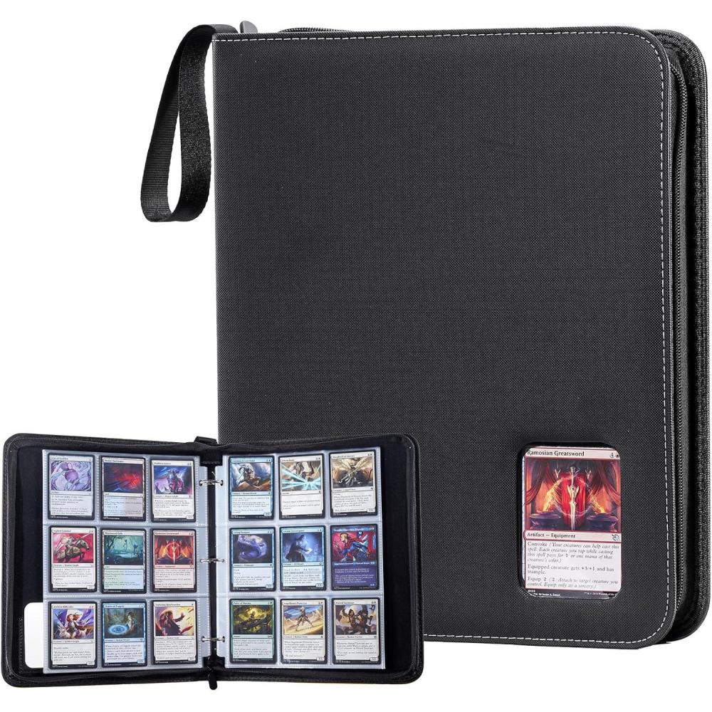 image:imageProCase 900 Pockets Card Binder with Clear Window for Trading Cards 9 Double Sided Pockets Cards Colletction Album Holder with Removable Sleeves for MTG TCG Sports Cards Football Cards BlackBlack