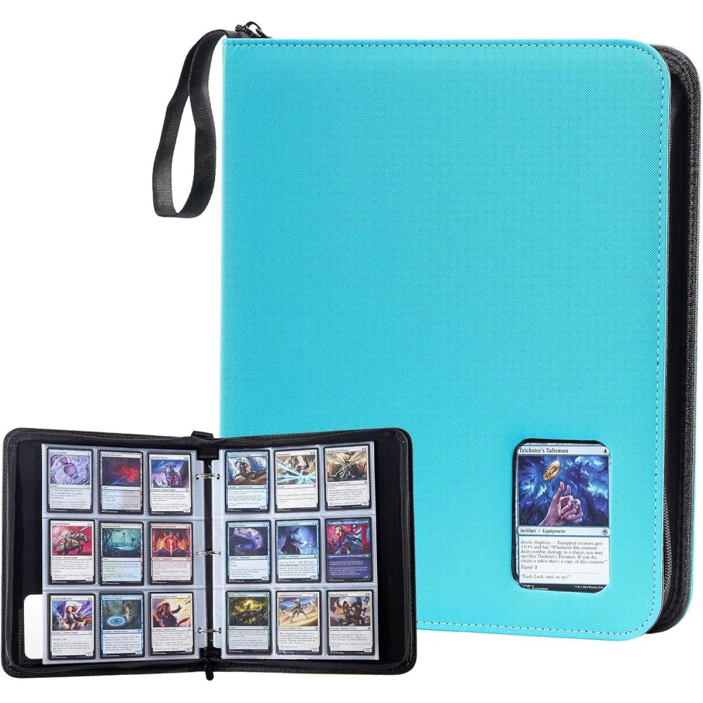 image:imageProCase 900 Pockets Card Binder with Clear Window for Trading Cards 9 Double Sided Pockets Cards Colletction Album Holder with Removable Sleeves for MTG TCG Sports Cards Football Cards BlackLightblue