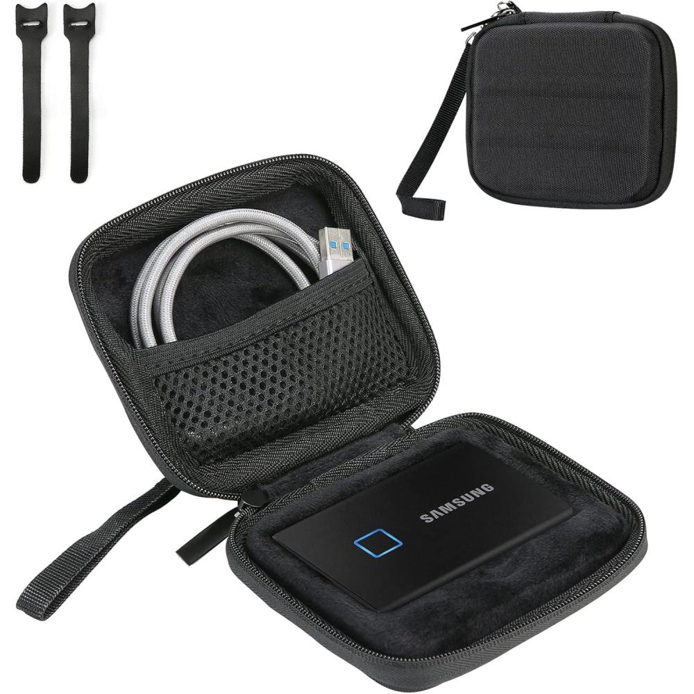 image:imageProCase Carrying Case Compatible for Samsung T7 T7 Touch Portable SSD Hard Shockproof Storage Organizer for T7 T7 Touch Portable Solid State Drive USB 32 500GB 1TB 2TB Black
