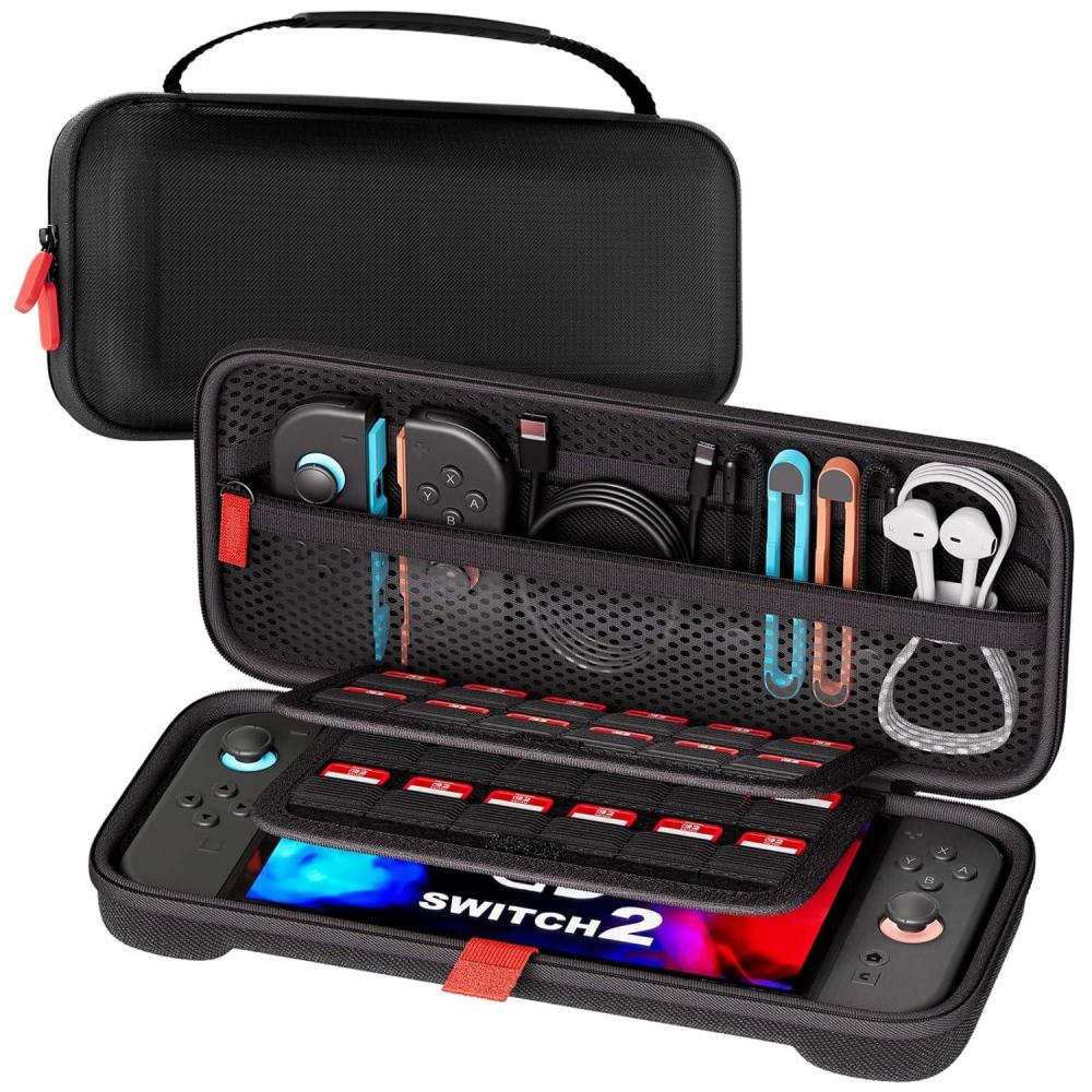 image:imageProCase Carrying Case for Nintendo Switch 2 2025 with 24 Game Card Slots Hard Portable Travel Case Storage Bag Protective Pouch for 2025 Nintendo Switch 2 Console amp Accessories RedBlack Standard Size