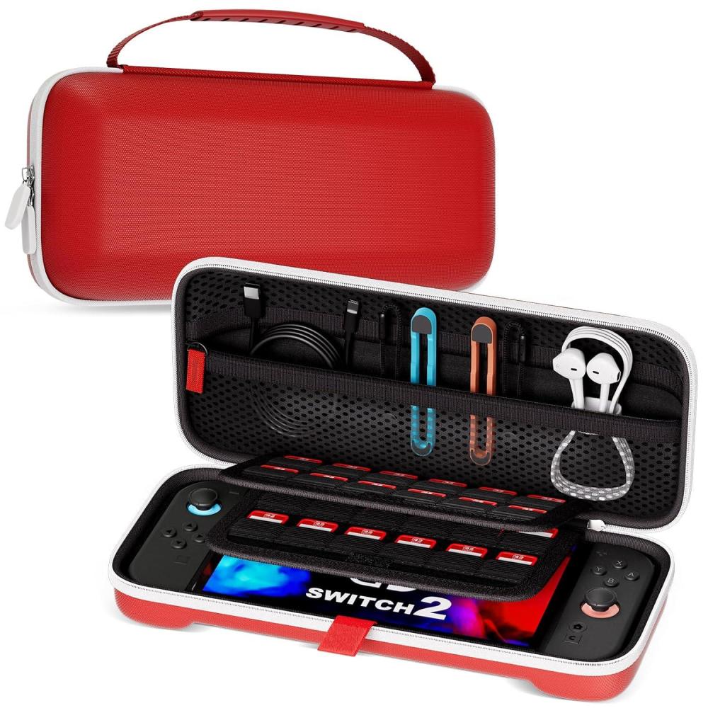 image:imageProCase Carrying Case for Nintendo Switch 2 2025 with 24 Game Card Slots Hard Portable Travel Case Storage Bag Protective Pouch for 2025 Nintendo Switch 2 Console amp Accessories RedRed Standard Size