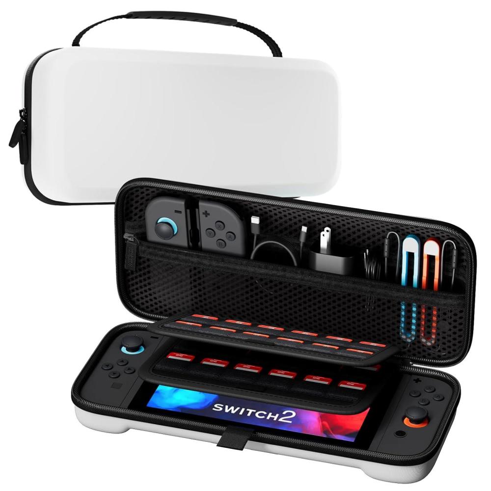 image:imageProCase Carrying Case for Nintendo Switch 2 2025 with 24 Game Card Slots Hard Portable Travel Case Storage Bag Protective Pouch for 2025 Nintendo Switch 2 Console amp Accessories RedWhite Large Size Fit AC Adapter
