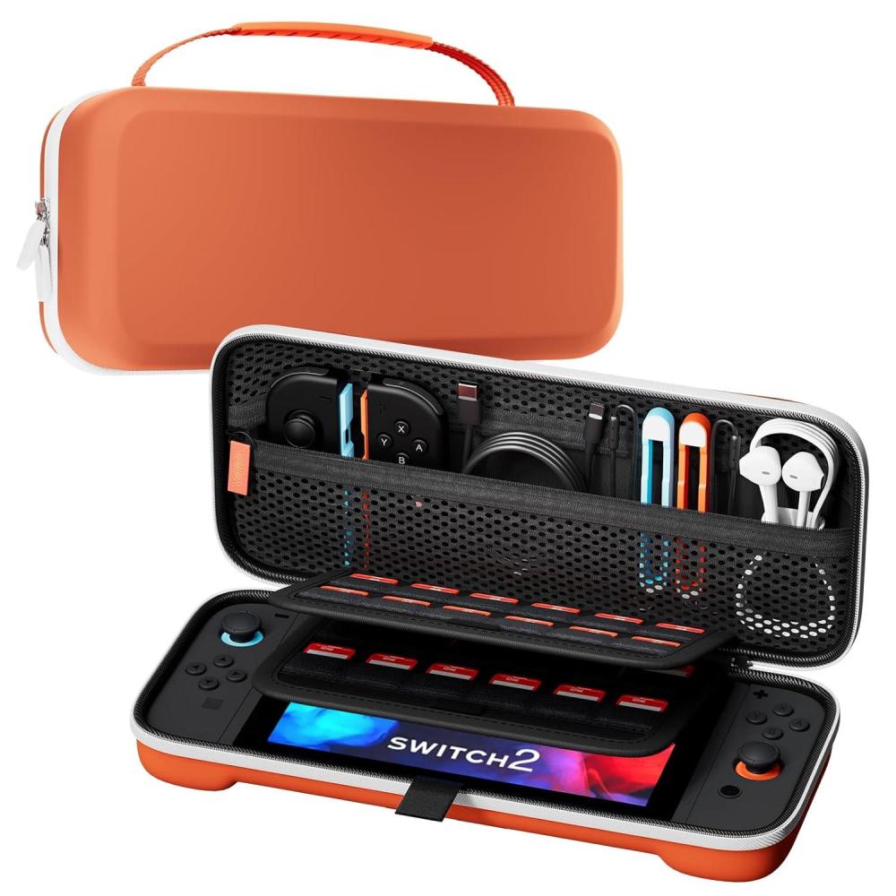 image:imageProCase Carrying Case for Nintendo Switch 2 2025 with 24 Game Card Slots Hard Portable Travel Case Storage Bag Protective Pouch for 2025 Nintendo Switch 2 Console amp Accessories RedOrange Standard Size