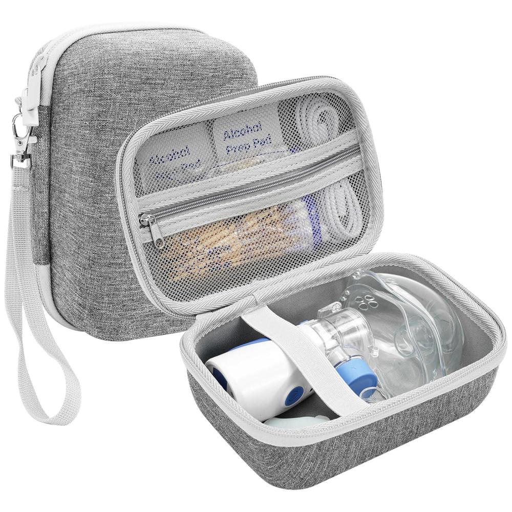 image:imageProCase Carrying Case for Portable Nebulizer Travel Handheld Nebulizador Machine for Adults Kids Hard Organizer Holder Storage Bag with Pocket for Chamber Inhaler Spacer Asthma Medicine Kits BlackGrey