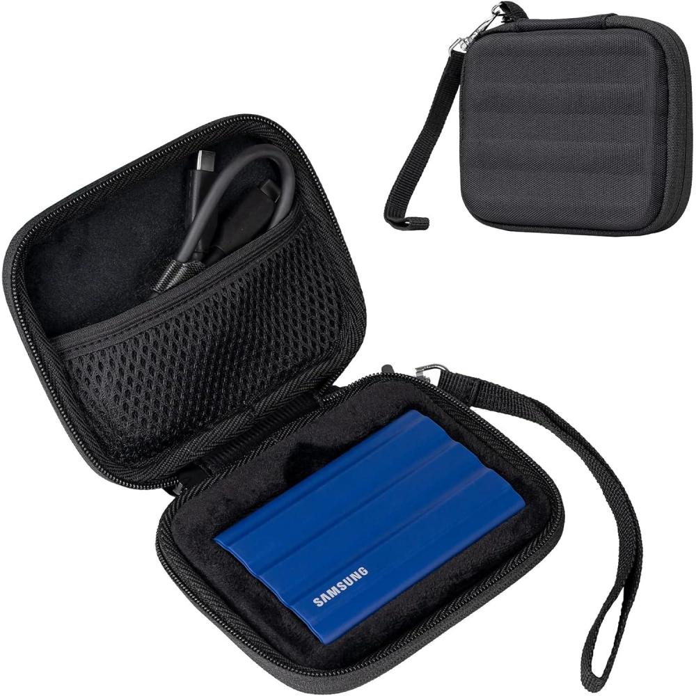 image:imageProCase Carrying Case for Samsung T7 Shield External SSD with 2 Cable Ties Hard EVA Shockproof Storage Travel Organizer for T7 Shield Portable Solid State Drive USB 32 1TB 2TB BlackBlack