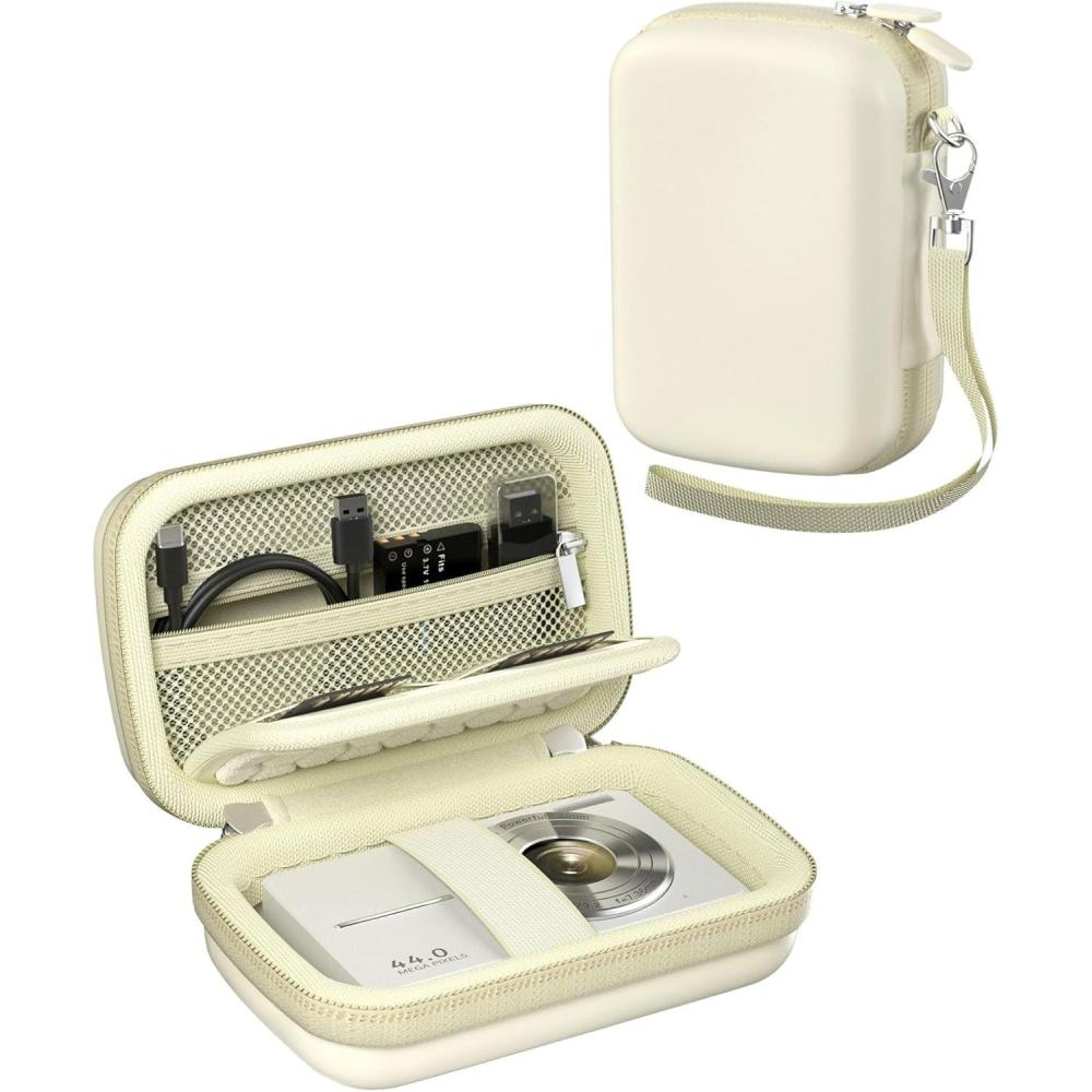 image:imageProCase Digital Camera Case for CAMKORYLecranLecnippyFroitxaycyFJFJOPKKODAK PIXPRO FZ55FZ45 4K Vlogging Camera Compact Hard Storage Travel Bag with Mesh Pocket for Batteries SD Card CreamCream