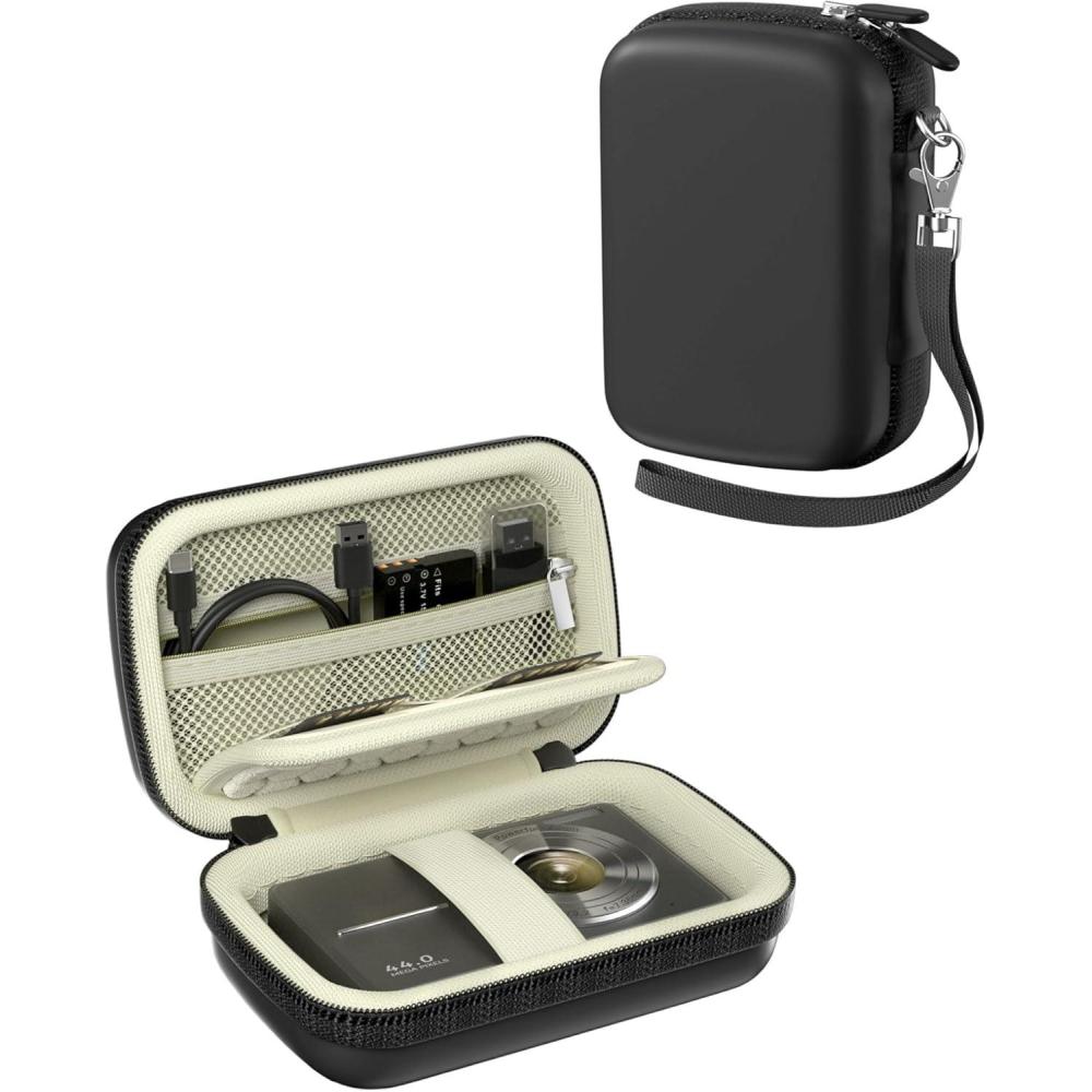 image:imageProCase Digital Camera Case for CAMKORYLecranLecnippyFroitxaycyFJFJOPKKODAK PIXPRO FZ55FZ45 4K Vlogging Camera Compact Hard Storage Travel Bag with Mesh Pocket for Batteries SD Card CreamBlack