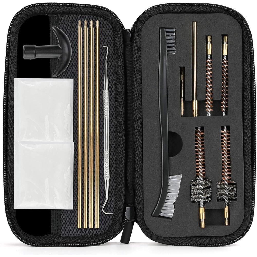 image:imageProCase Gun Cleaning Kit for 223556 Gun with Bore Chamber Brushes Brass Jags Rods and Gun Cleaning Pick in Portable Compact Case Black