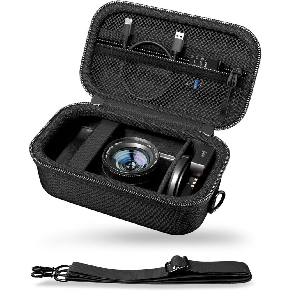 image:imageProCase Hard 4K Digital Camera Case for VJIANGER JGIPL Duluvulu Zostuic Oiadek Lecnippy NIKICAM Camera Accessories Protective Vlogging Travel Carrying Storage Bag with Shoulder Strap BlackBlack