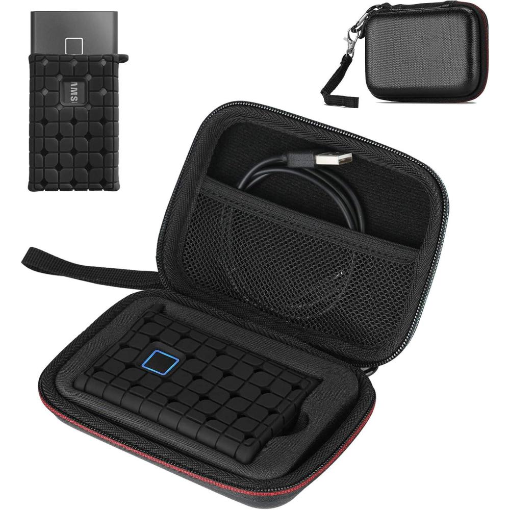 image:imageProCase Hard Carrying Case Compatible for Samsung T7 T7 Touch Portable SSD with Silicone Cover Shockproof Storage Travel Organizer for T7 Touch Portable 500GB 1TB 2TB USB Solid State Drives RedBlack