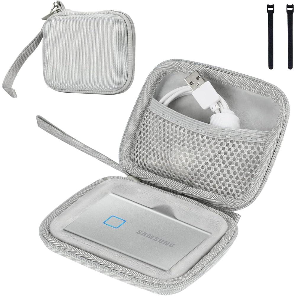 image:imageProCase Hard Carrying Case Compatible for Samsung T7 T7 Touch Portable SSD with 2 Cable Ties Shockproof Travel Organizer for 500GB 1TB 2TB USB 32 External Solid State Drives RedSilver