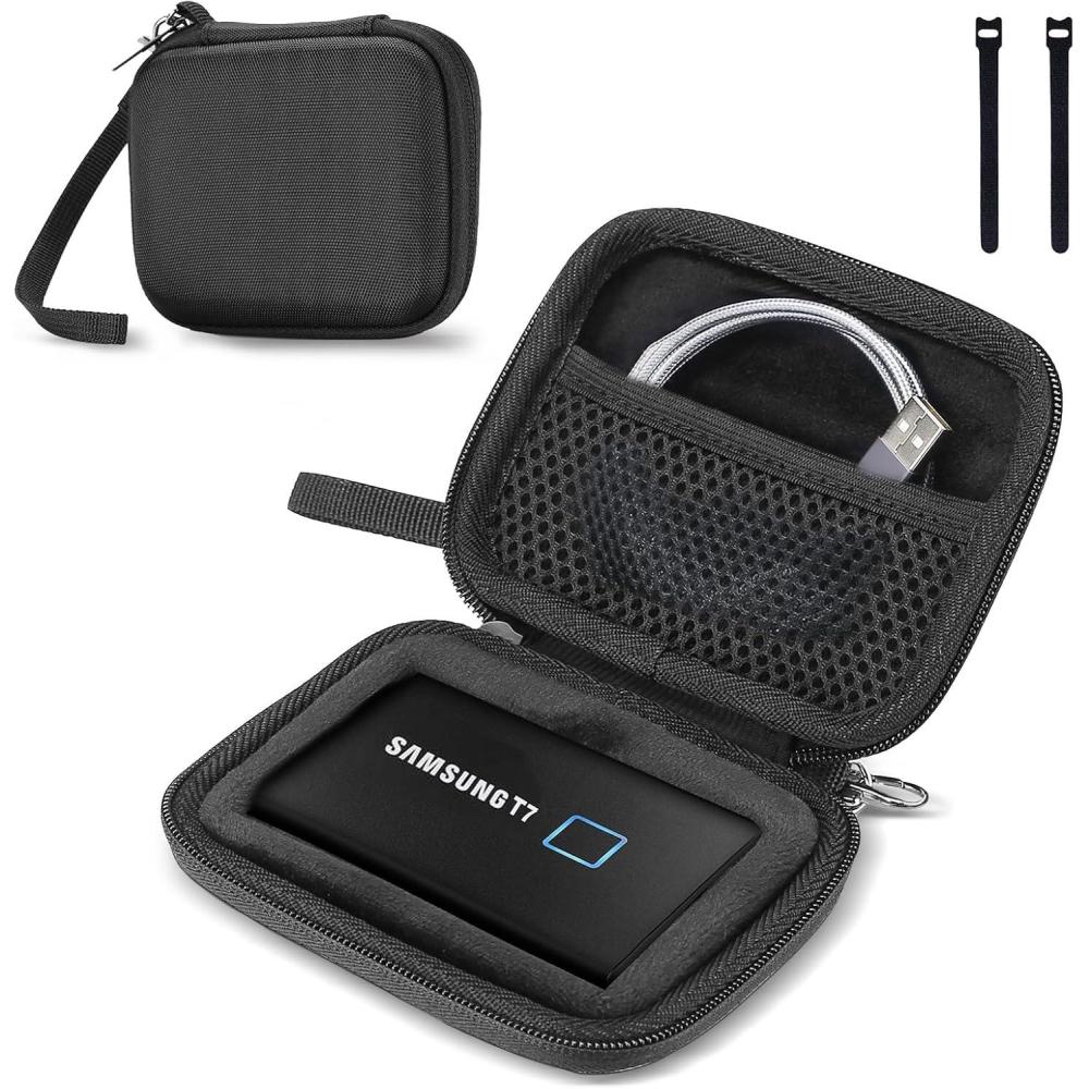 image:imageProCase Hard Carrying Case Compatible for Samsung T7 T7 Touch Portable SSD with 2 Cable Ties Shockproof Travel Organizer for 500GB 1TB 2TB USB 32 External Solid State Drives RedBlack