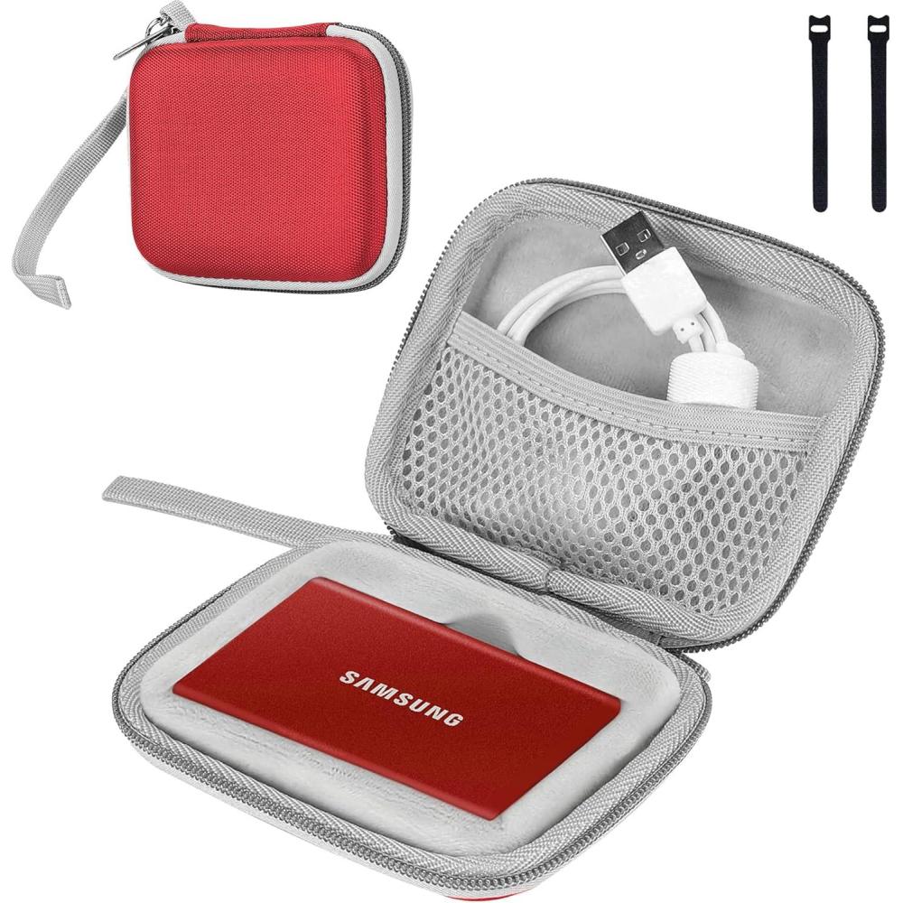 image:imageProCase Hard Carrying Case Compatible for Samsung T7 T7 Touch Portable SSD with 2 Cable Ties Shockproof Travel Organizer for 500GB 1TB 2TB USB 32 External Solid State Drives RedRed