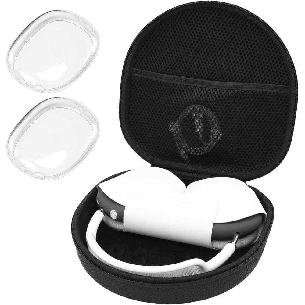 image:imageProCase Hard Case for Apple AirPods Max Travel Protective Carrying Case with Silicone Ear Cushion Covers Shockproof EVA Shell with Soft Lining amp Accessory Pocket GreenBlackclear