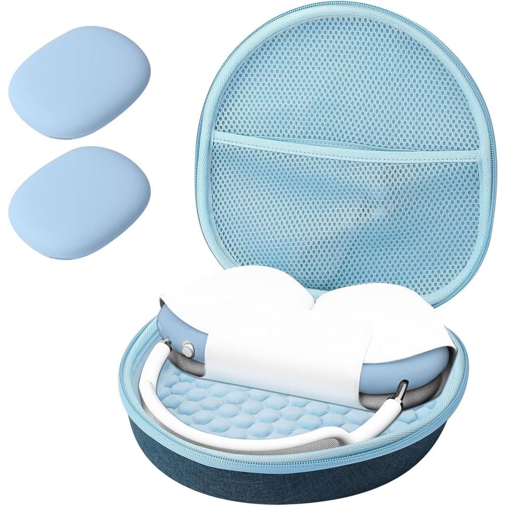 image:imageProCase Hard Case for Apple AirPods Max Travel Protective Carrying Case with Silicone Ear Cushion Covers Shockproof EVA Shell with Soft Lining amp Accessory Pocket GreenNavy