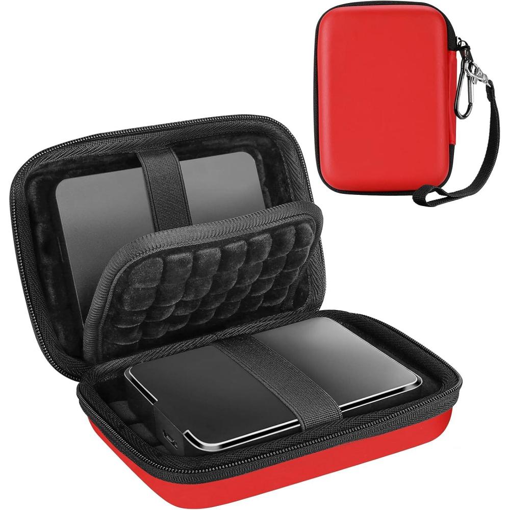 image:imageProCase Hard Drive Case 25 Inch for Elements WD My Passport Canvio Basics Seagate Backup Plus Slim Expansion 1TB 2TB 3TB 4TB Portable Carrying Case Holds 2 External Hard Drives NavyRed