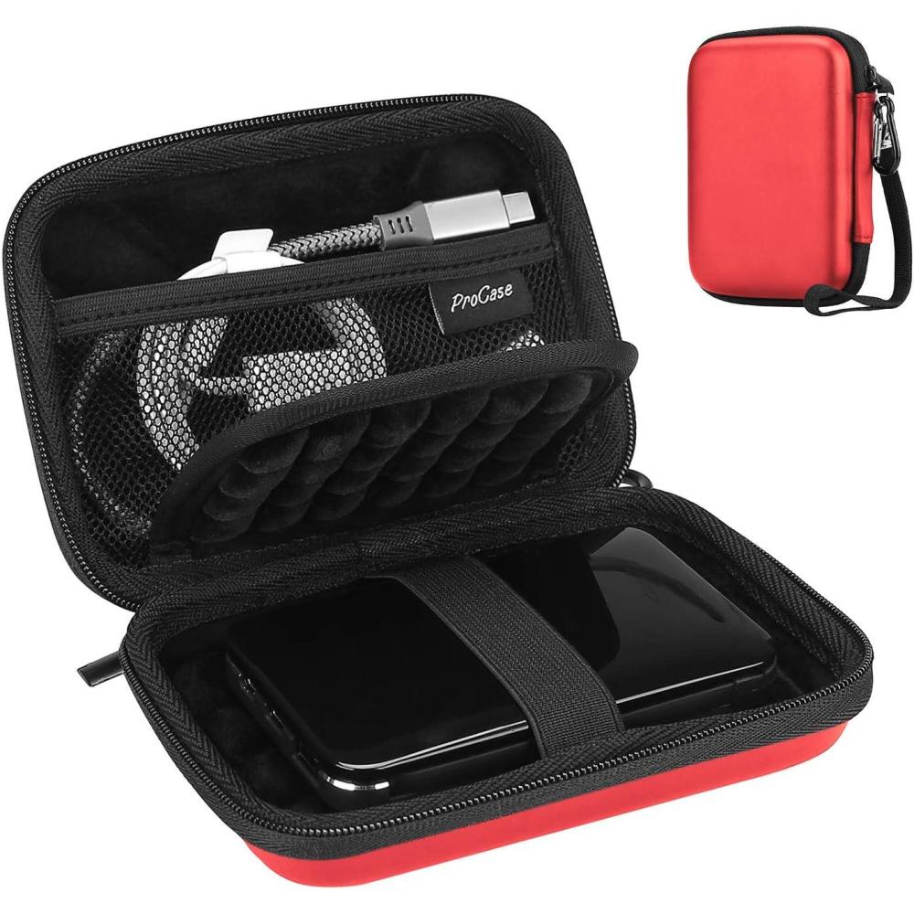 image:imageProCase Hard Drive Case for Canvio Basics Western Digital WD Elements My Passport Seagate Portable Backup Plus Slim 1TB 2TB 3TB 4TB USB 30 25 Samsung T9 Portable External Hard Drive Case RedRed