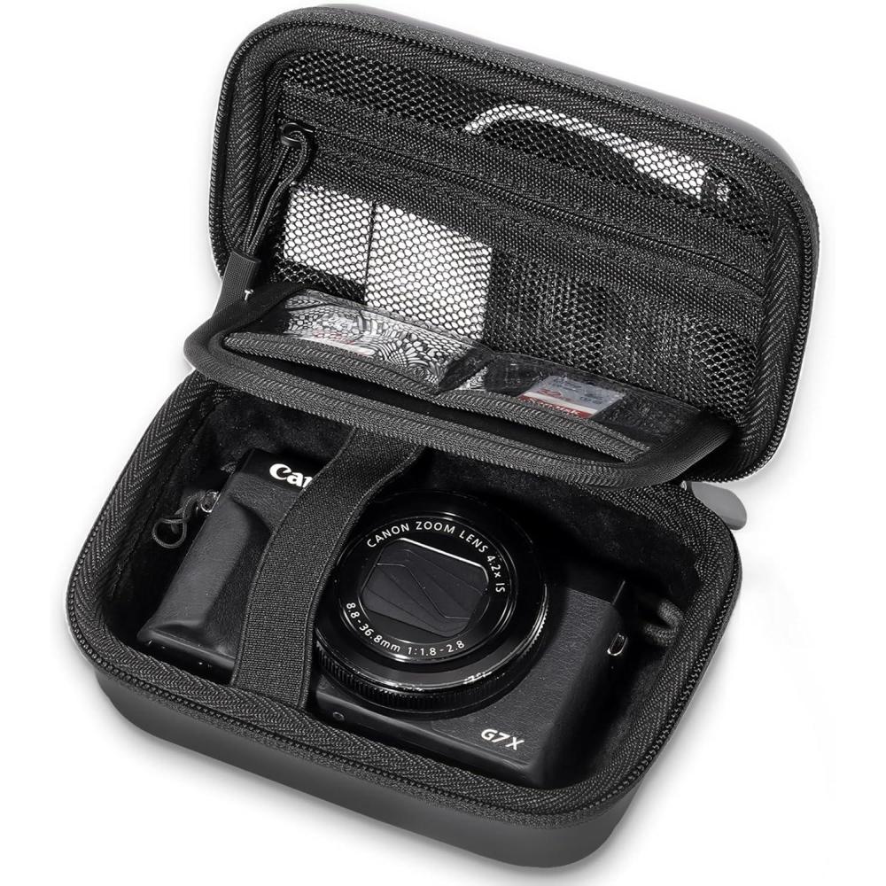 image:imageProCase Hard Shell Digital Camera Case for Canon G7X Mark III Mark II Sony Cybershot PowerShot SX740 Ricoh GR III Kodak Pixpro Compact 4K Vlogging Small Cameras Travel Carrying Storage Bag BlackBlack