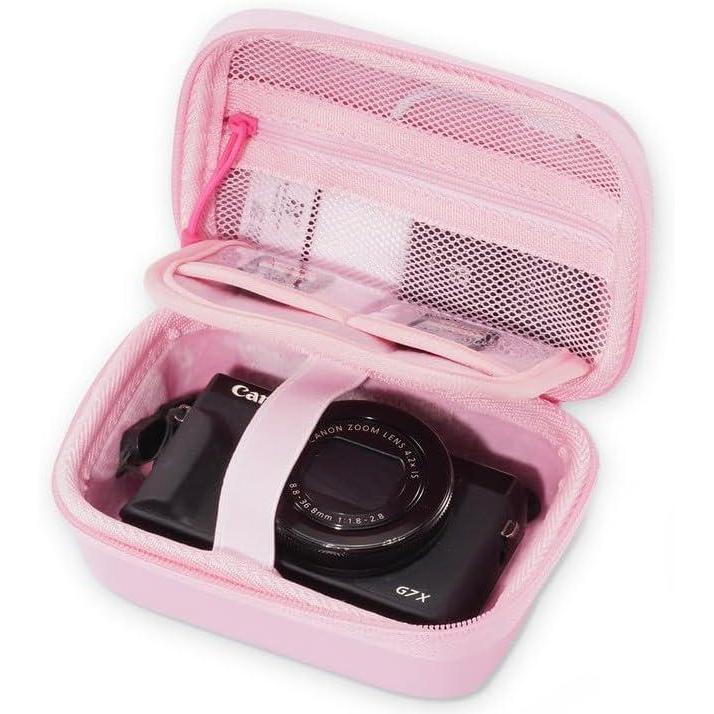 image:imageProCase Hard Shell Digital Camera Case for Canon G7X Mark III Mark II Sony Cybershot PowerShot SX740 Ricoh GR III Kodak Pixpro Compact 4K Vlogging Small Cameras Travel Carrying Storage Bag BlackPink