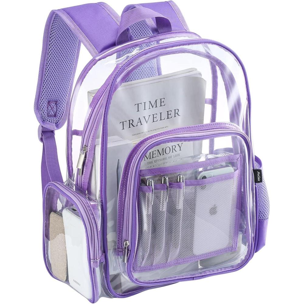 image:imageProCase Heavy Duty Clear Backpack See Through Backpacks Transparent Clear Large Bookbag for School Work Stadium Security PurplePurple