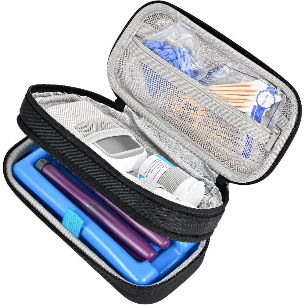 image:imageProCase Insulin Cooler Travel Carrying Case Portable Diabetes Cold Medication Organizer with Ice Brick Upgraded Chill Pill Insulation Hard Bag for Insulin Pen Syringes Needle Kits Holder BlackBlack
