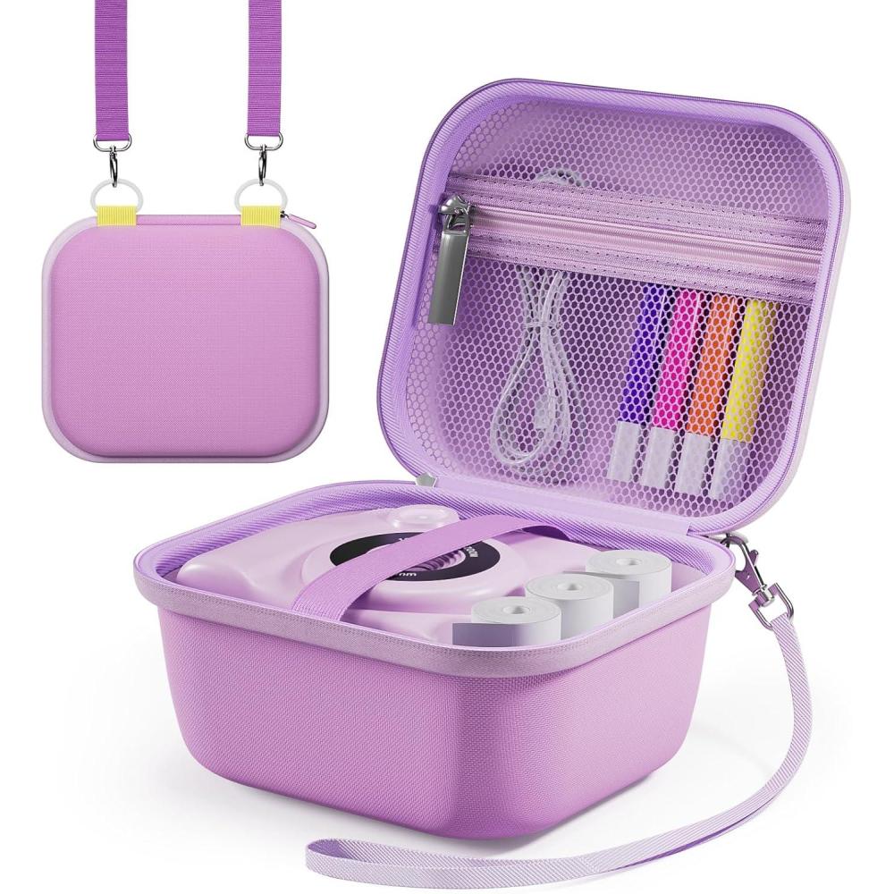 image:imageProCase Kid Instant Print Camera Case Portable Hard Carrying Storage for Organizing Dylanto ESOXOFFORE DUDUDRAGON and Print Paper Gift for Kids ChildBox Only BluePurple