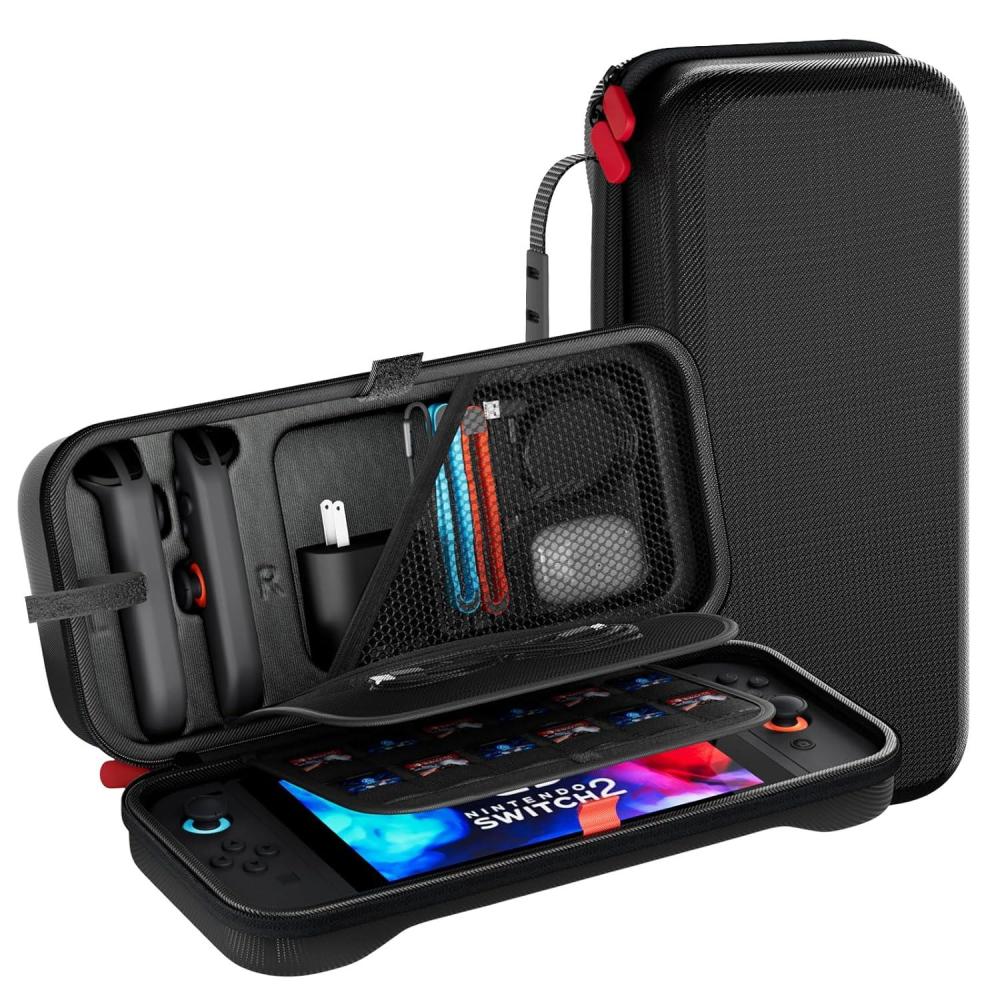 image:imageProCase Large Carrying Case for 2025 Nintendo Switch 2 with 24 Game Card Slots Hard Travel Portable Bag Protective Cases for Console JoyCon and Adapter Black