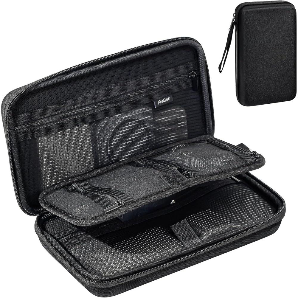 image:imageProCase Large Hard Travel Electronic Organizer Case for MacBook Power Adapter Chargers Cables Tech Organizer Hard Drive USB Flash Disk SD Card Portable Electronics Accessories Bag BlackBlack