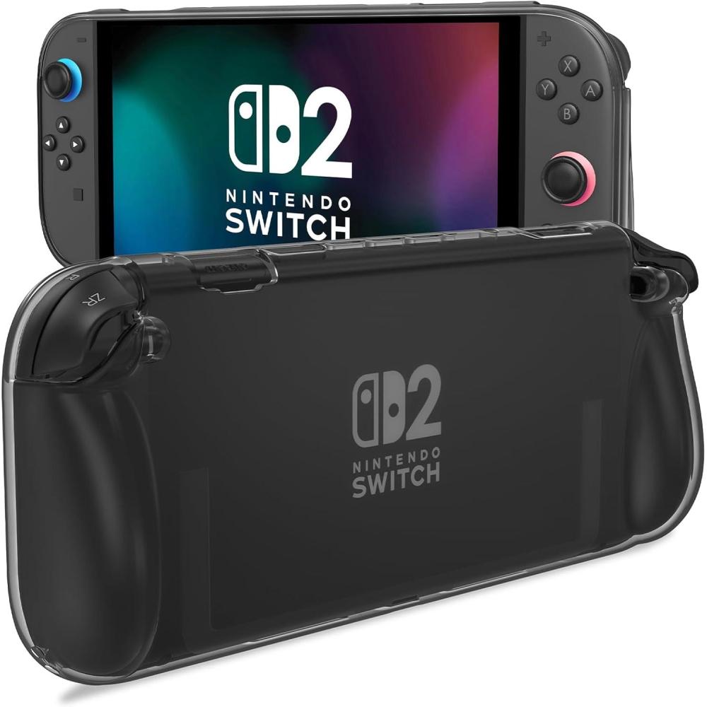 image:imageProCase Protective Cover for Nintendo Switch 2 2025 Case with Ergonomic Grip Shell for Switch 2 Soft TPU Protector Accessories AntiScratch Easy to Install Transparent PinkTransparent Black