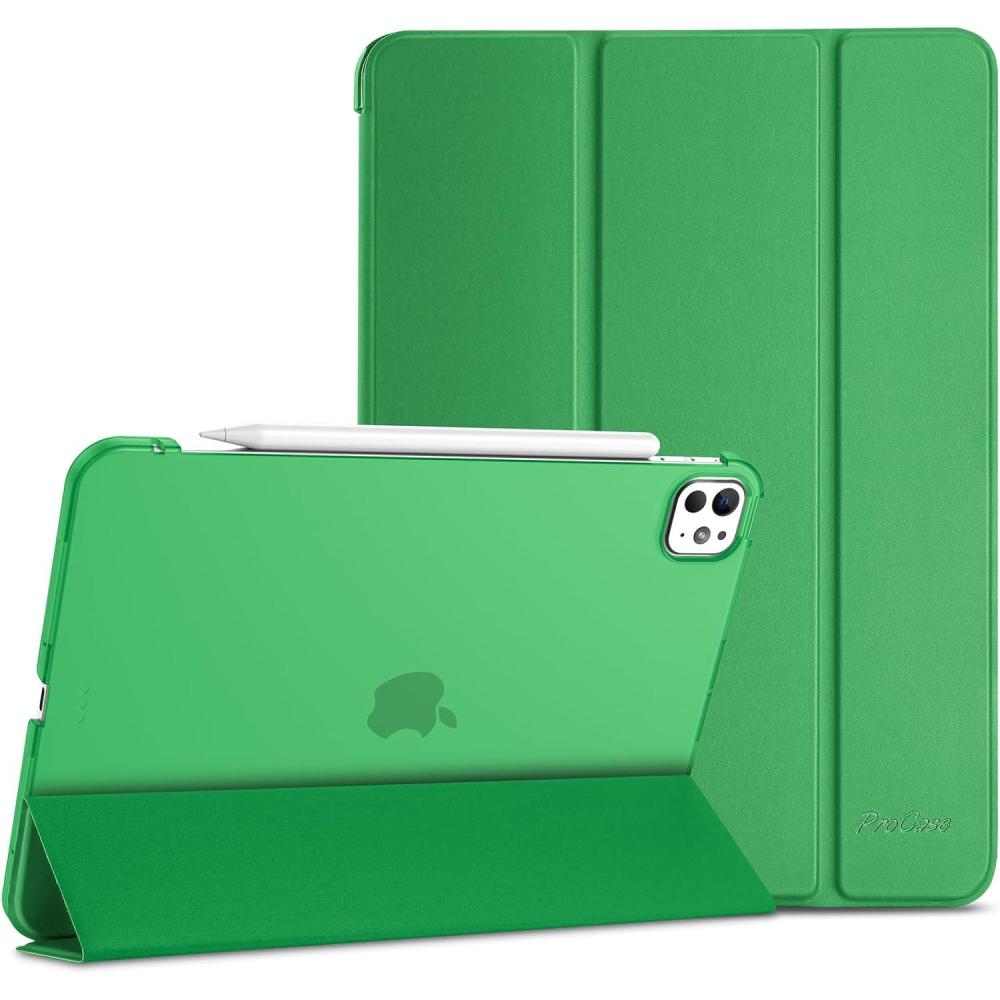 image:imageProCase Smart Case for iPad Pro 11 Inch M5 2025M4 2024 Model A3357A3358A3359A2836A2837A3006 Slim Folio Stand Hard Back Shell Protective Tablet Cover for iPad Pro 11 6th5th Gen BlackLightgreen