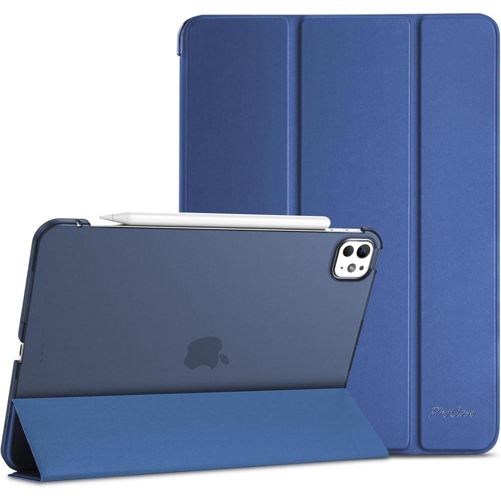 image:imageProCase Smart Case for iPad Pro 11 Inch M5 2025M4 2024 Model A3357A3358A3359A2836A2837A3006 Slim Folio Stand Hard Back Shell Protective Tablet Cover for iPad Pro 11 6th5th Gen BlackDarkblue