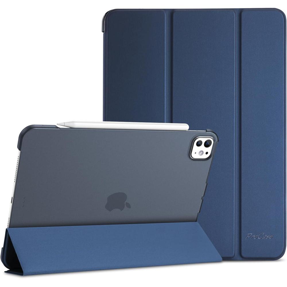 image:imageProCase Smart Case for iPad Pro 11 Inch M5 2025M4 2024 Model A3357A3358A3359A2836A2837A3006 Slim Folio Stand Hard Back Shell Protective Tablet Cover for iPad Pro 11 6th5th Gen BlackNavy