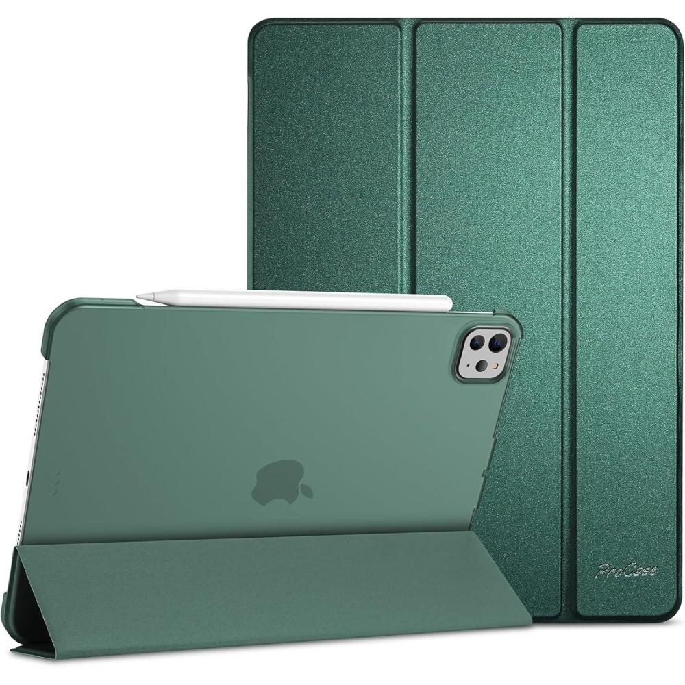 image:imageProCase Smart Case for iPad Pro 11 Inch M5 2025M4 2024 Model A3357A3358A3359A2836A2837A3006 Slim Folio Stand Hard Back Shell Protective Tablet Cover for iPad Pro 11 6th5th Gen BlackMgreen