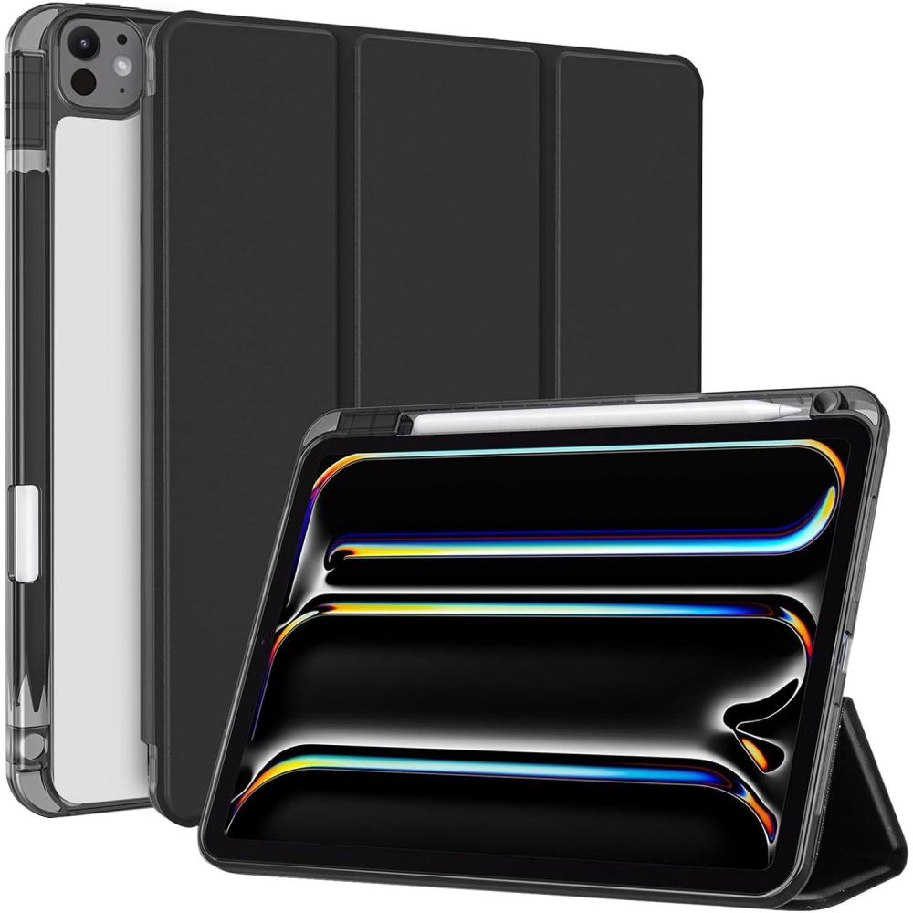 image:imageProCase Smart Case for iPad Pro 11 Inch M5 2025M4 2024 with Pencil Holder Clear Back Slim Trifold Folio Stand Shell Tablet Cover for iPad Pro 11 6th5th Gen BlackBlack