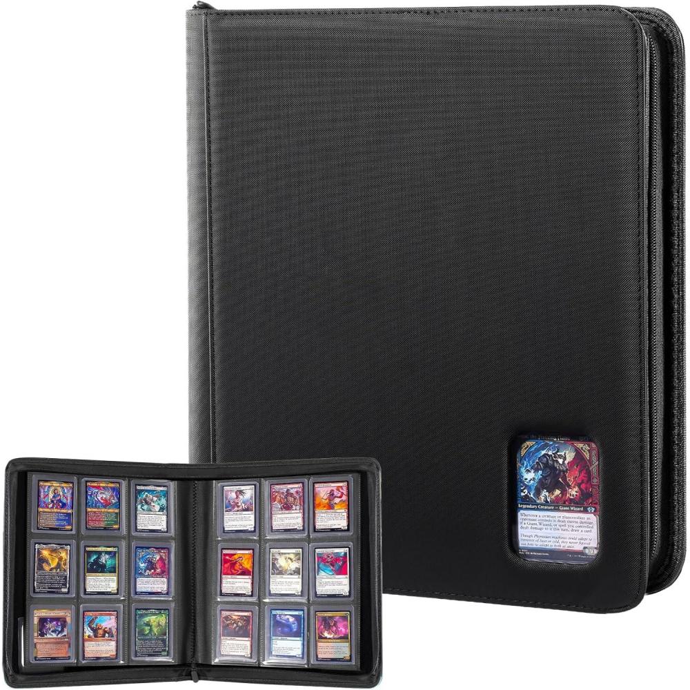 image:imageProCase Top Loader Binder 9 Pocket Holds 324 Toploaders Waterproof PU Leather with NonPVC Pockets for Trading Cards or Sports Cards Compatible with TCG MTG in 3x4 Toploader Lightblue2Black