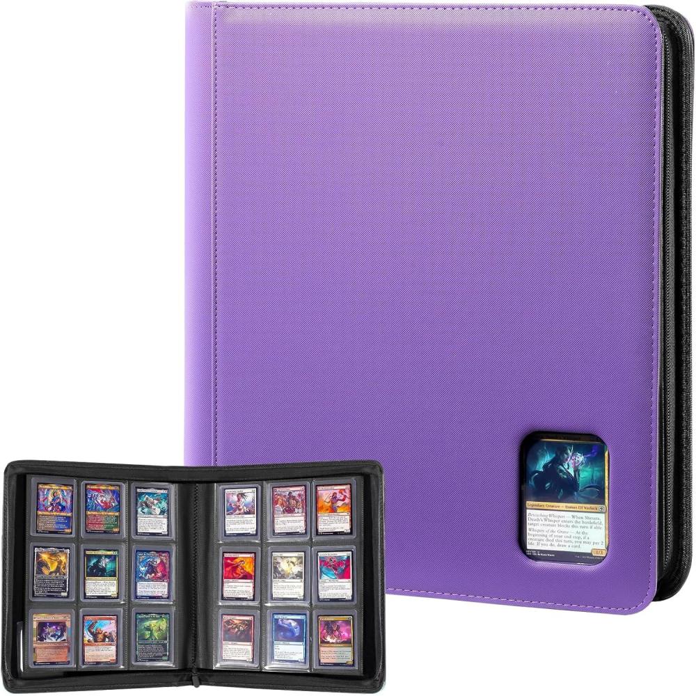 image:imageProCase Top Loader Binder 9 Pocket Holds 324 Toploaders Waterproof PU Leather with NonPVC Pockets for Trading Cards or Sports Cards Compatible with TCG MTG in 3x4 Toploader Lightblue3Purple