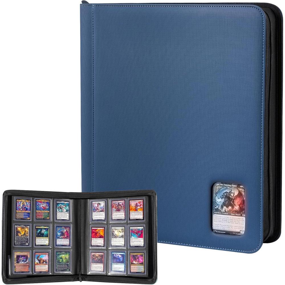 image:imageProCase Top Loader Binder 9 Pocket Holds 324 Toploaders Waterproof PU Leather with NonPVC Pockets for Trading Cards or Sports Cards Compatible with TCG MTG in 3x4 Toploader Lightblue5Navy