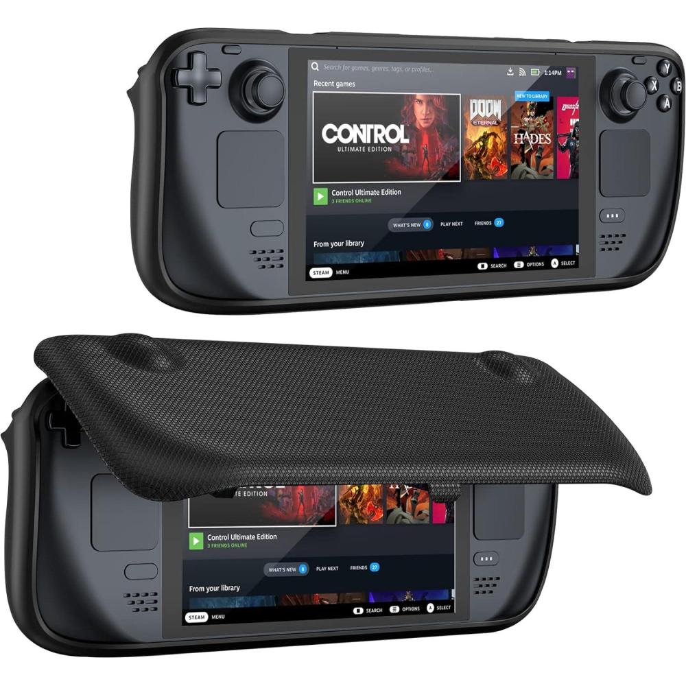 image:imageProCase Upgraded Flip Case for Steam Deck OLEDLCD 2023amp2021 with Front Cover Protective Case with Magnetically Detachable Front Shell Cover for Steam Deck Console amp Accessories Black Upgraded with Front Cover 2023 Front Shell Cover Accessories