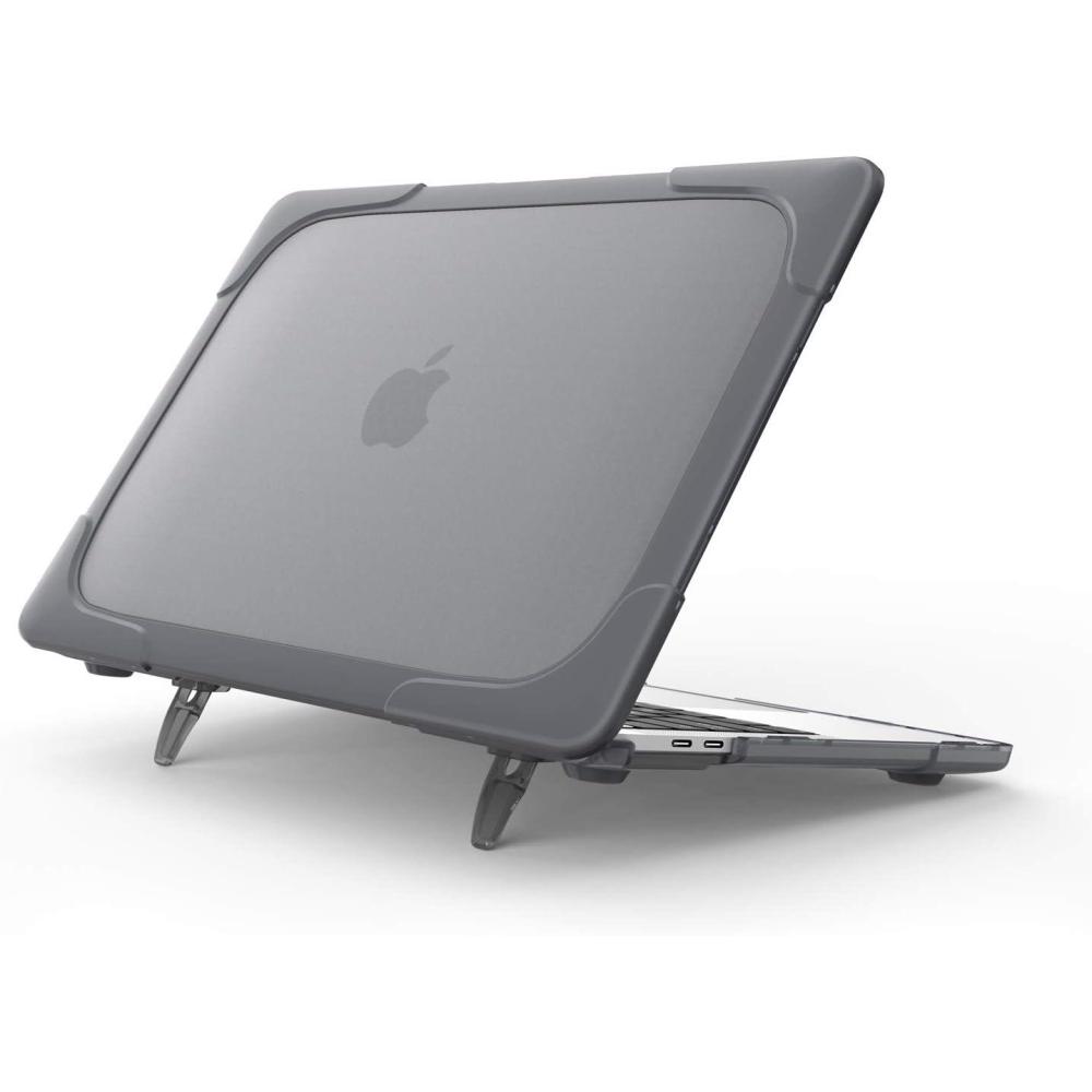 image:imageProCase for MacBook Air 13 Inch Case 2020 2019 2018 Release A2337 M1 A2179 A1932 Heavy Duty Slim Hard Shell Protective Cover with Fold Kickstand for MacBook Air 13 Retina with Touch ID BlackGrey