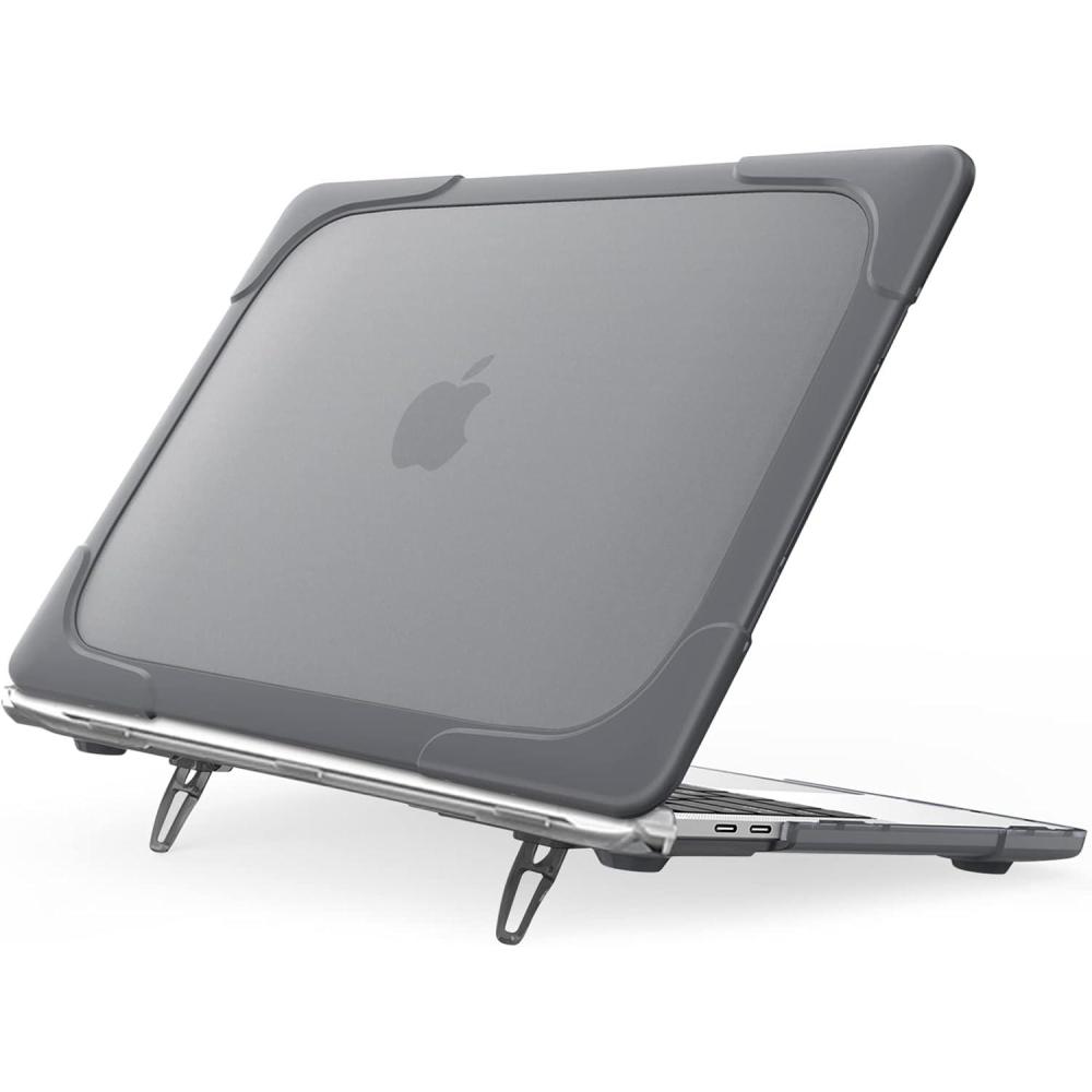 image:imageProCase for MacBook Pro 16 2019 A2141 Heavy Duty Hard Shell Dual Layer Protective Cover with Fold Kickstand BlackGrey