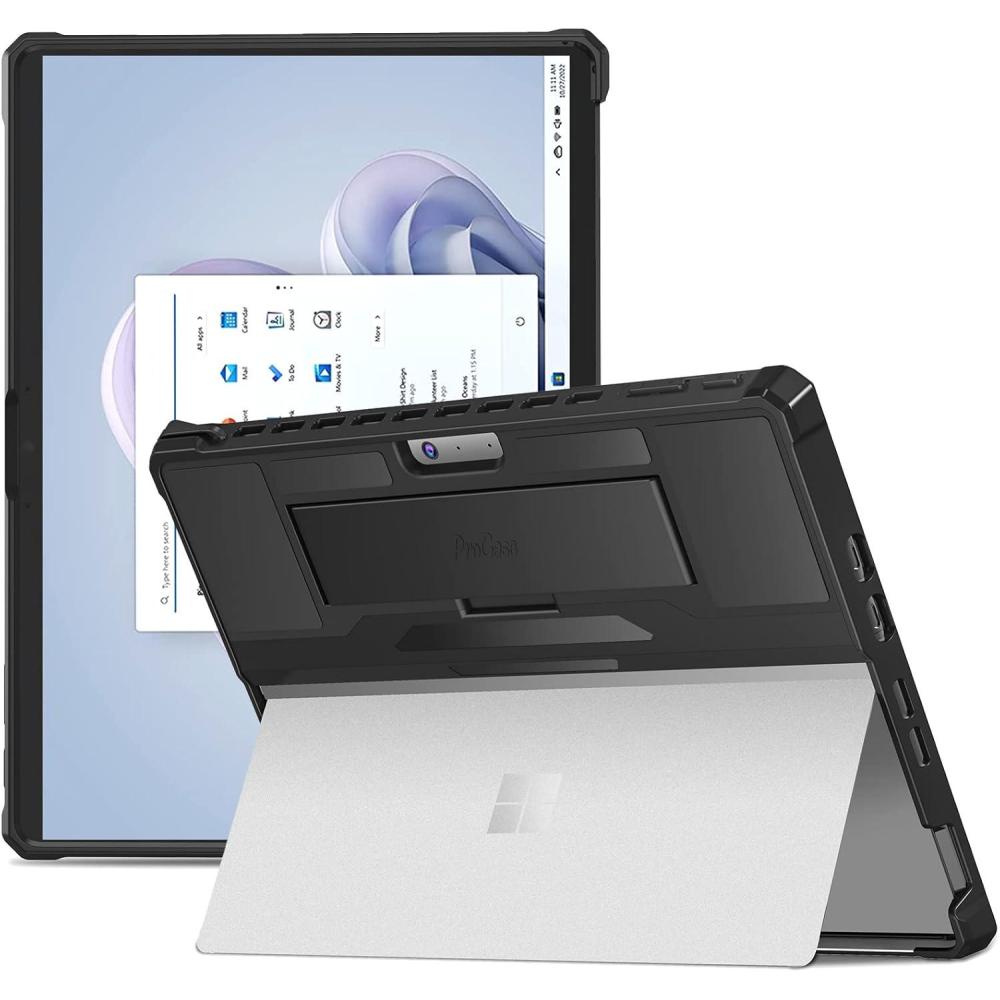 image:imageProCase for Microsoft Surface Pro 9 13 2022 Rugged Case Shockproof Protective Hard Case Cover Builtin Hand Strap Compatible with Type Cover Keyboard for 13 Inch Surface Pro 9 Black